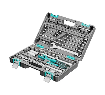 Набор инструментов 1/2", 1/4", CrV, 12 гранные головки, пластиковый кейс, 82 предмета Stels