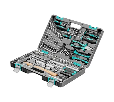 Набор инструментов, 1/2", 1/4", CrV, пластиковый кейс 76 предметов Stels