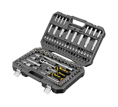 Набор инструментов, 1/2", 1/4", CrV, S2, пластиковый кейс, 109 предметов Denzel