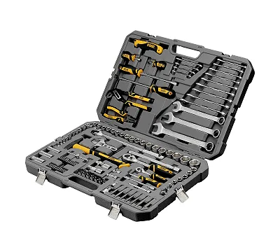 Набор инструментов, 1/2", 1/4", CrV, S2, пластиковый кейс, 122 предмета Denzel
