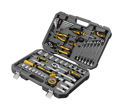 Набор инструментов, 1/2", 1/4", CrV, S2, пластиковый кейс, 64 предмета Denzel