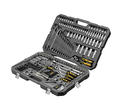 Набор инструментов, 1/2", 3/8", 1/4", CrV, S2, пластиковый кейс, 232 предмета Denzel