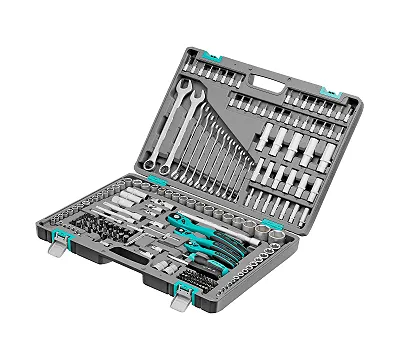 Набор инструментов, 1/4", 3/8", 1/2", Cr-V, S2, усиленный кейс, 216 предметов Stels