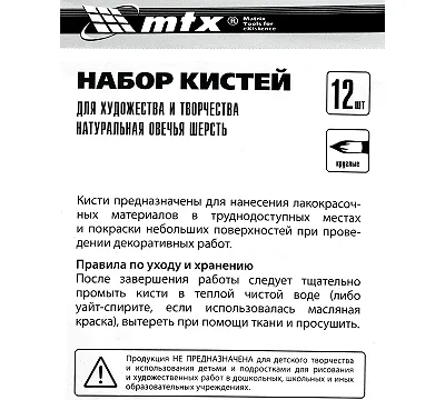 Набор кистей для художества и творчества, 12 шт. MTX