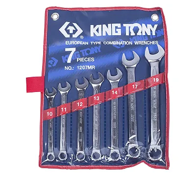 Набор ключей гаечных комбинированных 10-19 мм, 7 шт KING TONY 1207MR