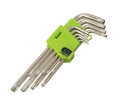 Набор ключей имбусовых Tamper-Torx, 9 шт: ТТ10-ТТ50.45x, закаленные, удлиненные, никель Сибртех