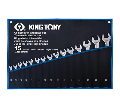 Набор комбинированных ключей, 10-32 мм, чехол из теторона, 15 предметов KING TONY 12D15MRN