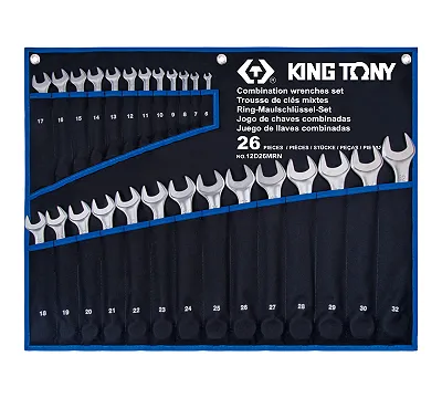 Набор комбинированных ключей, 6-32 мм, чехол из теторона, 26 предметов KING TONY 12D26MRN