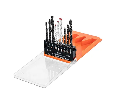 Набор сверл по бетону 5-6-8 мм, металлу 5-6-8 мм, дереву 5-6-8 мм, 9 шт, цилиндрический хвостовик Sparta