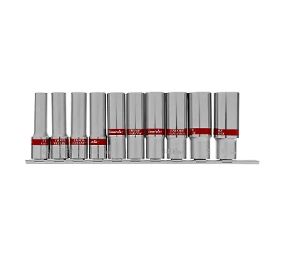 Набор удлиненных торцевых головок 1/2", 6 гранные, CrV, 10-22 мм, 10 штук Matrix