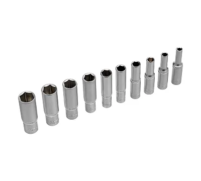 Набор удлиненных торцевых головок 1/4, шестигранные, CrV, 10 шт, 4-13 мм Stels