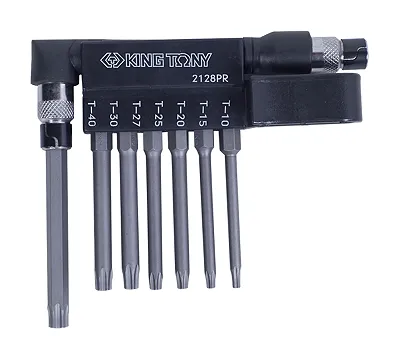 Набор вставок (бит) с воротком-битодержателем 1/4", TORX,T10-T40,8 предметов 2128PR KING TONY