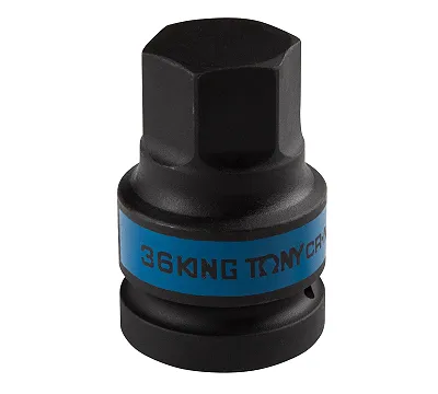 Насадка (бита) ударная торцевая 1", HEX, 36 мм, L = 80 мм KING TONY 801536M