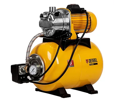 Насосная станция PS-1000X, 1000 Вт, 3500 л/ч, ресивер 24 л, напор 44 м, нержавейка Denzel