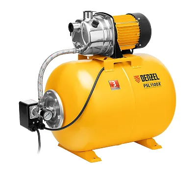 Насосная станция PSL1100X, 1100 Вт, 3600 л/ч, ресивер 50 л, подъем 45 м, нержавейка Denzel
