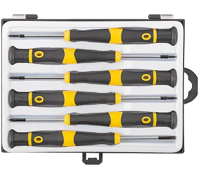 Отвертки для точных работ CrV, 6 шт., PH/SL, пластиковый кейс FIT