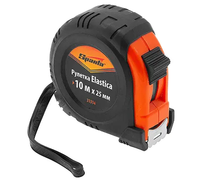 Рулетка Elastica,10 м х 25 мм, обрезиненный корпус Sparta