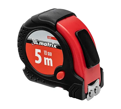 Рулетка Status Magnet fixation,5 м х 19 мм,обрезиненный корпус,зацеп с магнитом Matrix