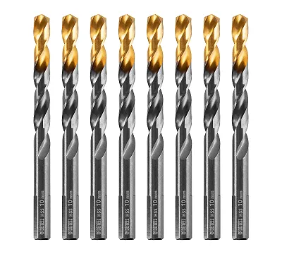 Сверло по металлу, 10 мм, HSS-Tin, Golden Tip, 8 шт. Denzel