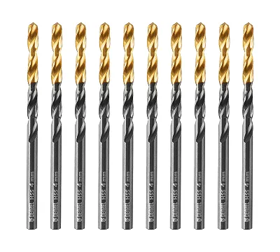 Сверло по металлу, 4 мм, HSS-Tin, Golden Tip, 10 шт. Denzel