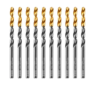 Сверло по металлу, 4,5 мм, HSS-Tin, Golden Tip, 10 шт. Denzel