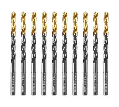 Сверло по металлу, 5,5 мм, HSS-Tin, Golden Tip, 10 шт. Denzel