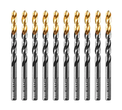 Сверло по металлу, 6,5 мм, HSS-Tin, Golden Tip, 10 шт. Denzel