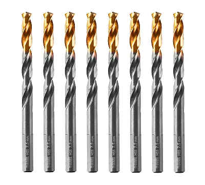 Сверло по металлу, 7,5 мм, HSS-Tin, Golden Tip, 8 шт. Denzel