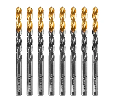 Сверло по металлу, 8 мм, HSS-Tin, Golden Tip, 8 шт. Denzel