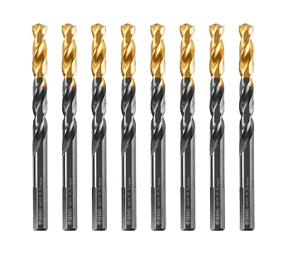 Сверло по металлу, 8,5 мм, HSS-Tin, Golden Tip, 8 шт. Denzel