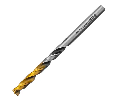 Сверло спиральное по металлу 4,2 x 75 мм, Р6М5, Golden Tip, многогранная заточка Denzel