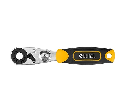 Трещотка 1/4", 90 мм, 52 зубца, флажковая, для вставок (бит) DENZEL 11633