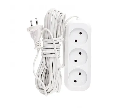 Удлинитель бытовой, без заземления, 10 м, 3 розетки, 6 А, серия УХ6 Denzel