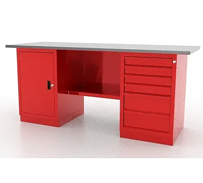 Верстак слесарный, двухтумбовый, оцинкованная столешница, "Classic", красный FERRUM 01.206L-3000