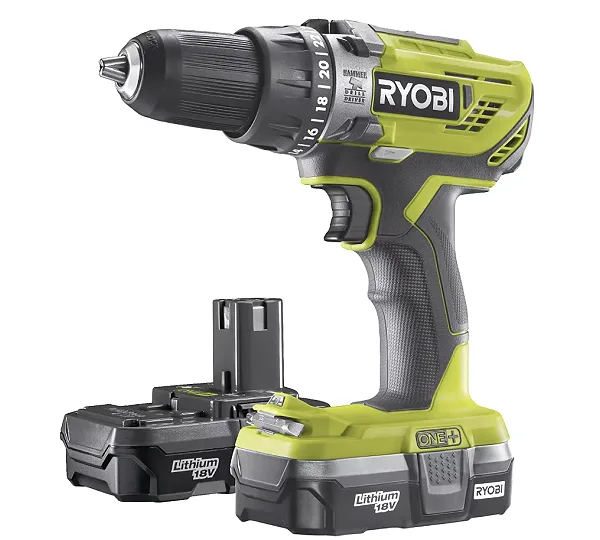 Аккумуляторная дрель-шуруповерт, ударная, ONE+,18В RYOBI R18PD3-213G
