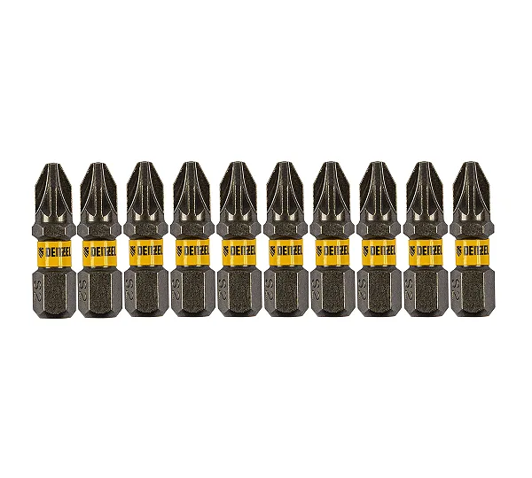 Бита PZ2х25, сталь S2, шестигранный профиль, 10 шт. Е 6,3 Denzel