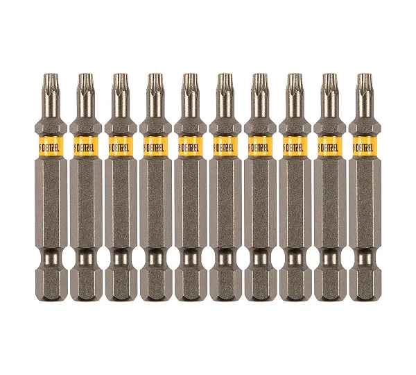 Бита TX 15х50, сталь S2, шестигранный профиль, 10 шт. Е 6,3 Denzel