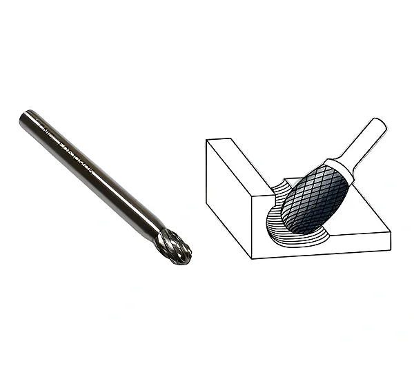 Борфреза овальная d6x10x6x65 R2,5 Р6М5 x-образн. насечка CNIC