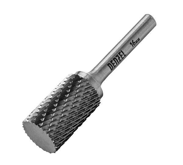Борфреза по металлу твердосплавная, цилиндрическая, тип-А, 16 мм Denzel