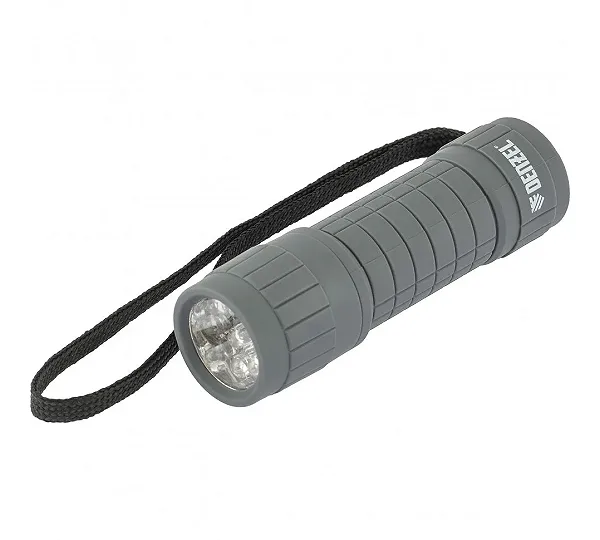 Фонарь светодиодный, серый корпус с мягким покрытием, 9 Led, 3хААА Denzel