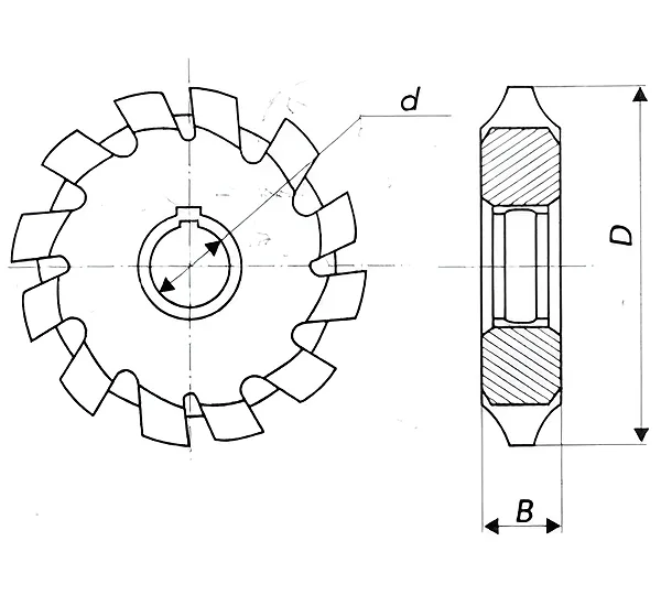 Фреза m 1,0 №2 50x19x4,0 Р6М5 20°, z=14