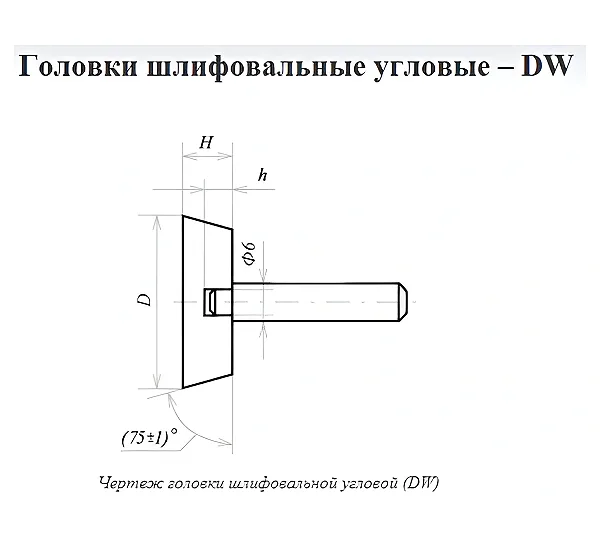 Головка абразивная 16х8х6 DW(ГУ) 25А F60(25Н) O(СТ1) с хвостовиком CNIC