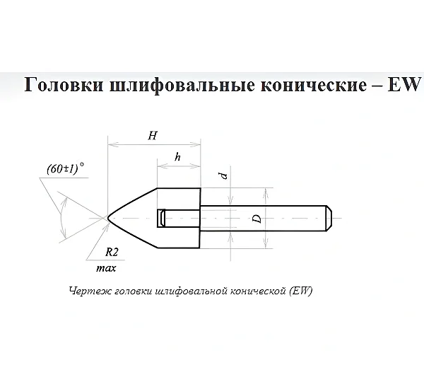 Головка абразивная 25х32х6 EW(ГК) 63С F60(25Н) O(СТ1) с хвостовиком CNIC
