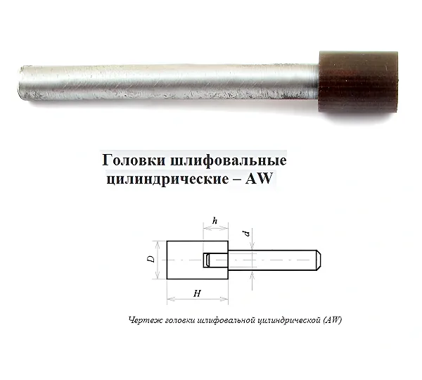 Головка алмазная цилиндрическая d20,0х8х20х80мм AW(ГЦ) SSD-2(АС4)125/100 100% В2-01 с хвостовиком TLX