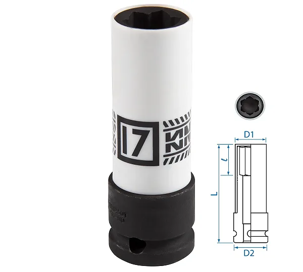 Головка для секретных болтов MB ударная 1/2", 17 мм KING TONY 9BW4501