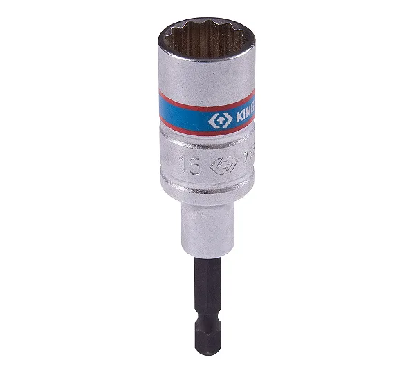 Головка для шуруповерта двенадцатигранная 1/4", 15 мм, L = 80 мм KING TONY 76B815M