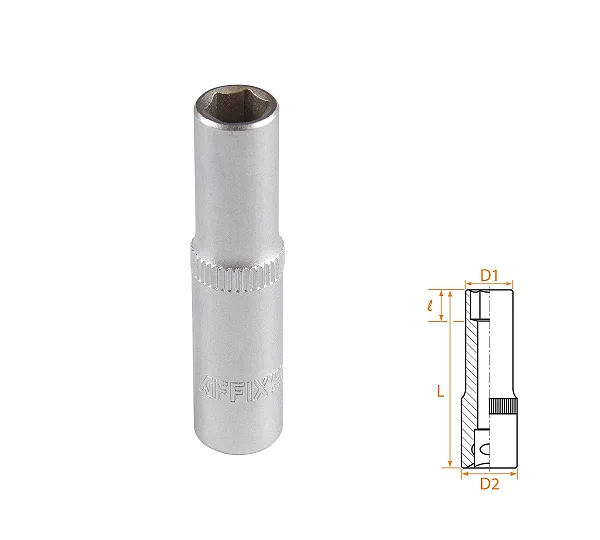 Головка торцевая глубокая шестигранная 1/4", 7 мм AFFIX AF00120007