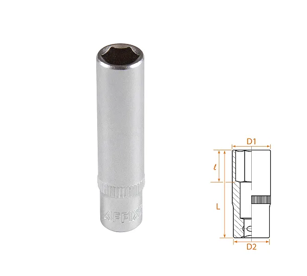 Головка торцевая глубокая шестигранная 1/4", 8 мм AFFIX AF00120008