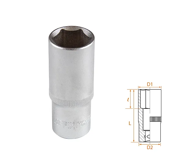 Головка торцевая глубокая шестигранная 3/8", 19 мм AFFIX AF00130019