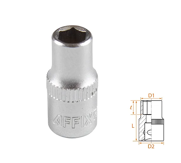 Головка торцевая стандартная шестигранная 1/4", 6 мм AFFIX AF00020006